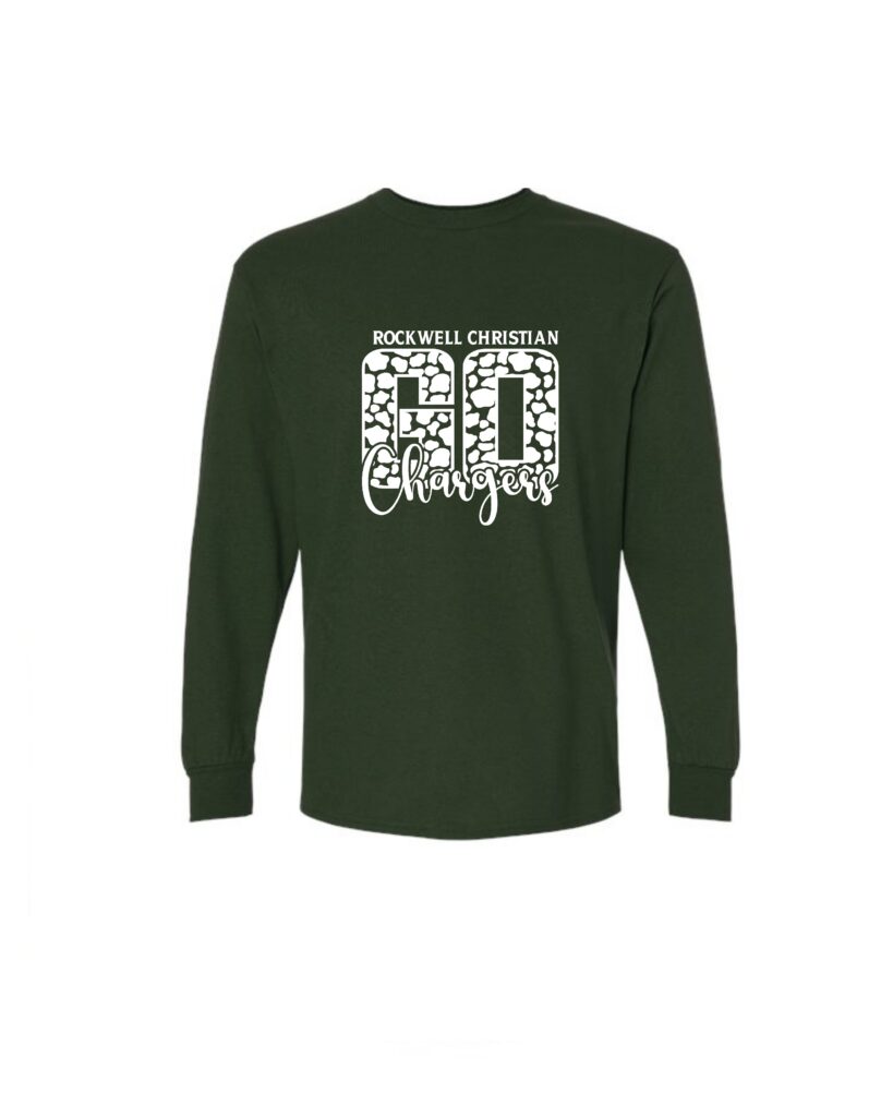 Leopard Rockwell Christian Go Chargers - Forest Green Long Sleeve T-Shirt