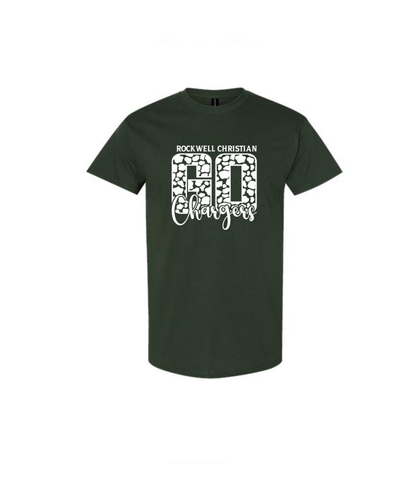 Leopard Rockwell Christian Go Chargers - Forest Green T-Shirt