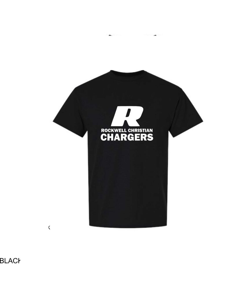 R Rockwell Christian Chargers - Black T-Shirt