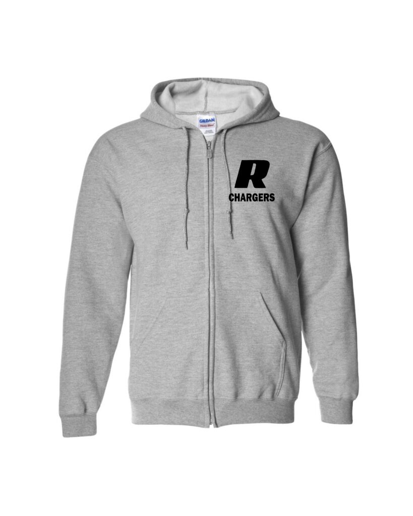 R Rockwell Christian CHARGERS - Sport Gray Full Zip Hooded Fleece Jacket
